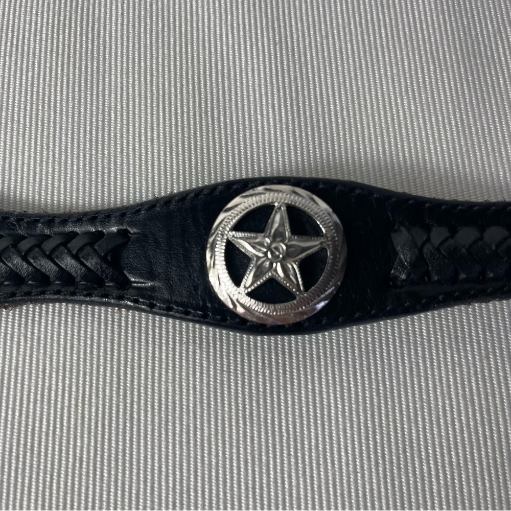 Silver Western Concho Cowboy Belt Black Tooled
Braided Leather Sz 44 - Picture 7 of 14